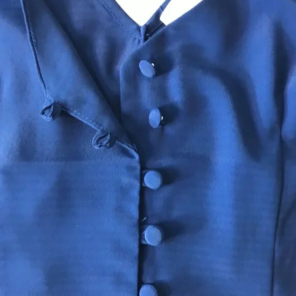 Apricot French Blue Button Up Satin Finish Blouse - Size XS - NWT - Coquette - Picture 6 of 10